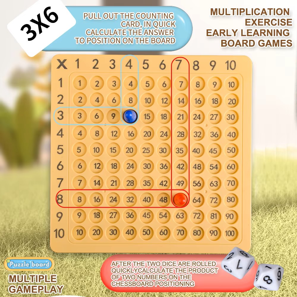 Desk Setup Kids - 99er Multiplikationsbrett Montessori Rechen-Spielzeug Multiplikationstabelle Mathematik