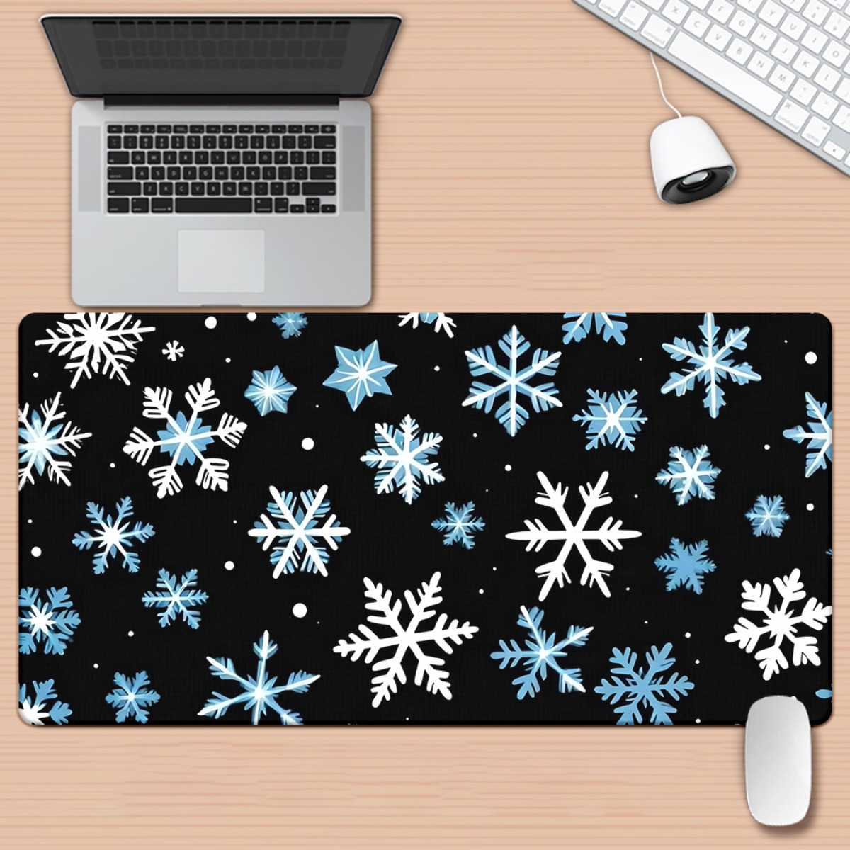 Desk Setup Designer - Schneeflocken-Winter-Design Erweiterte Mausunterlage Rutschfeste Gummi-Schreibtischmatte für