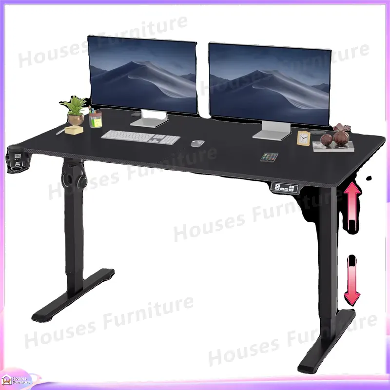 Desk Setup Designer - Großer Gaming-Computertisch mit RGB-LED-Beleuchtung, Höhenverstellbar, Ergonomisches