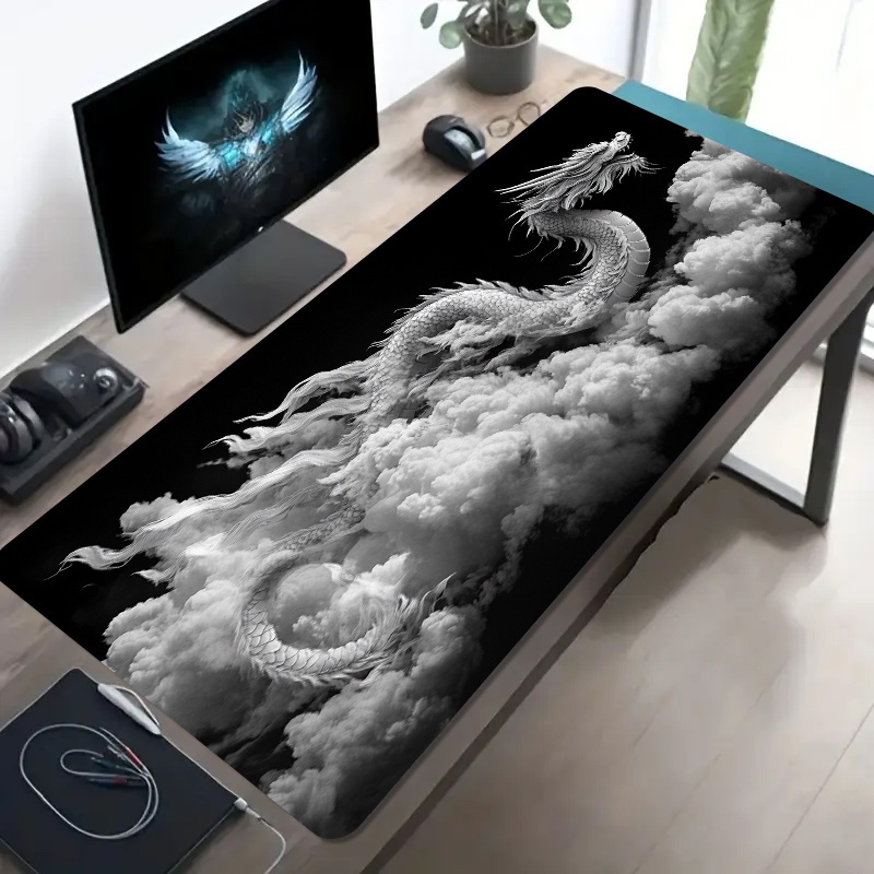 Schwarz-Weißes Drachen-Gaming- – Desk Setup Pc And Laptop Bewertung und Preis