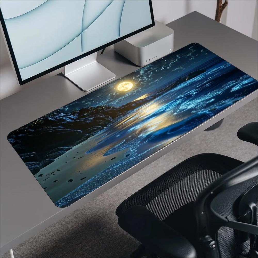 Ruhiges Blaues Meer-Mond-Szene – Desk Setup Designer Bewertung und Preis